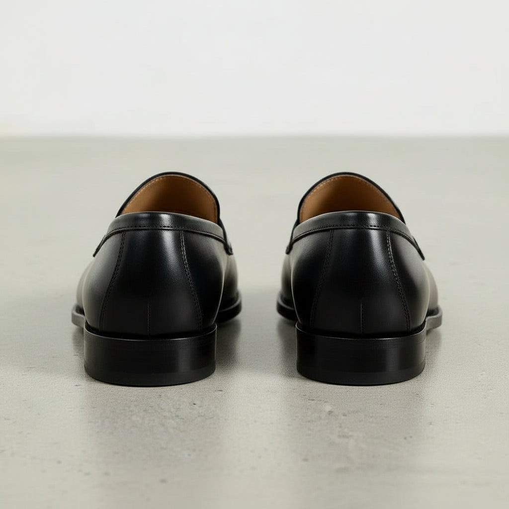Handmade Black Leather Moccasins, Men's Tuxedo Shoes
