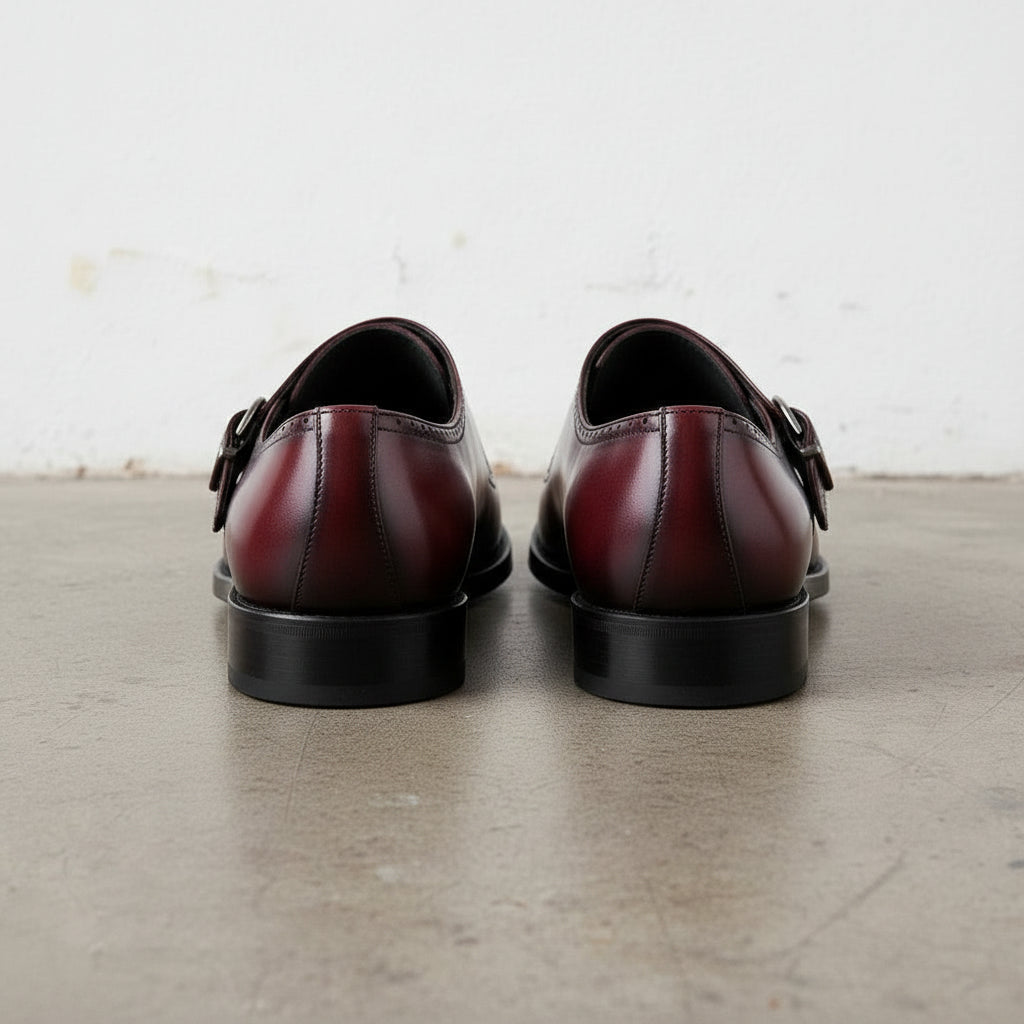 Handmade Men's Cow Genuine Leather Buckle Dress Shoes