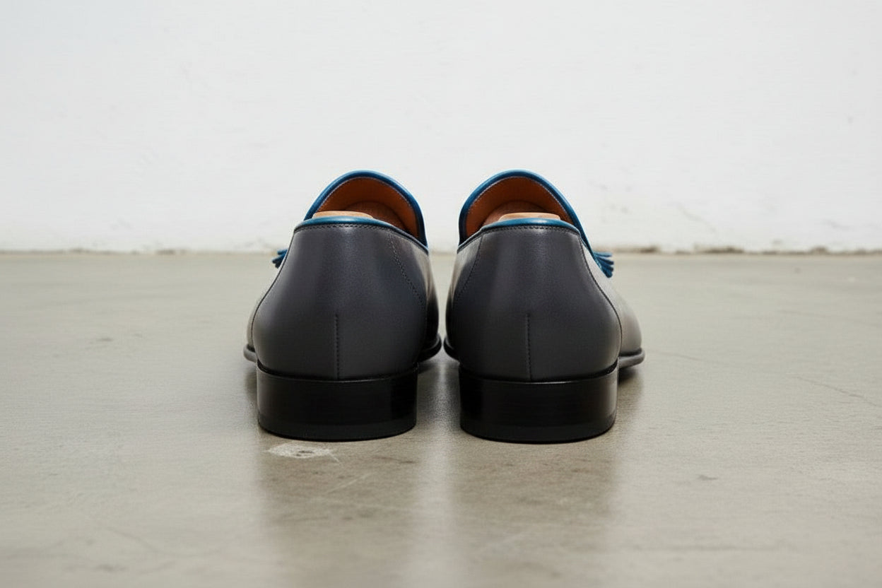 Handmade Men Shoes Mens Black Tassels Leather Shoes Dress Leather Shoes