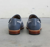 Handmade Men's Formal Monk Leather and Suede Dress Shoes