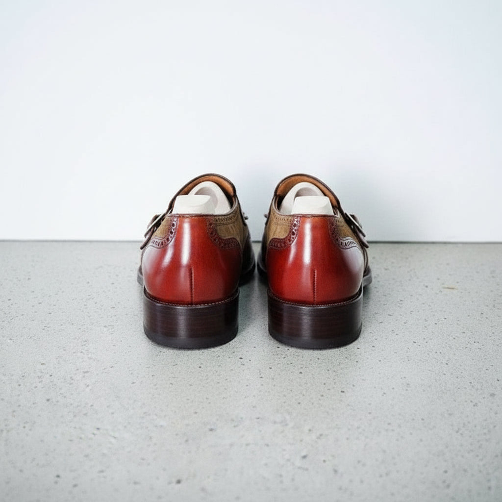 Handmade Mens two tone Fringe Shoes, Men wing tip dress shoes