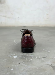Men's Burgundy Lace-up Crocodile Pattern Dress Shoes