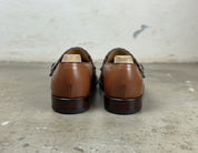 Men's Brown Leather Monk Strap Fringe Shoes