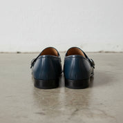 Handmade Men's Navy Blue Monk Dress Shoes