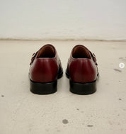Men's Burgundy Leather Formal Double Monk Shoes