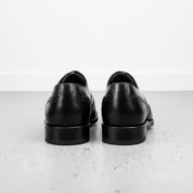 Handcrafted Men's Wingtip Brogue Formal Shoes in Black Leather