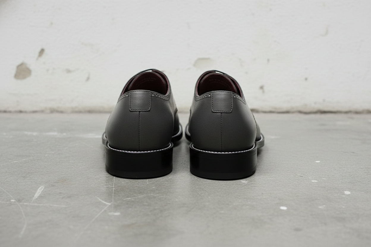 Men's Gray Leather Derby Dress Shoes