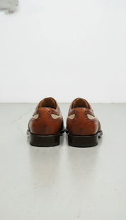 Handmade Men Formal Two Tone Wing Tip Shoes Brown and Beige Dress Shoes