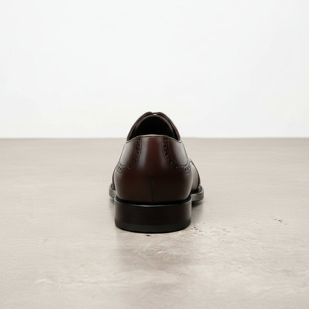 Handcrafted Men's Dark Brown Leather Brogue Dress Shoes