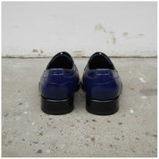 Handcrafted Men's Blue Crocodile Leather Oxford Shoes