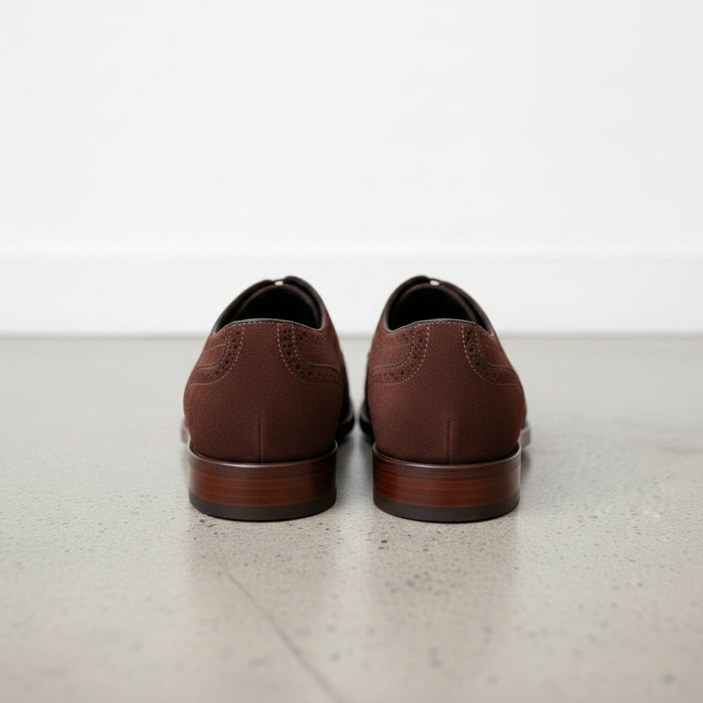 Handcrafted Men's Brown Suede Brogue Dress Shoes