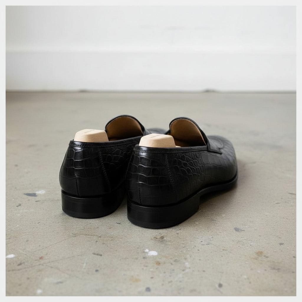 Men's Crocodile Patterned Moccasin Dress Shoes