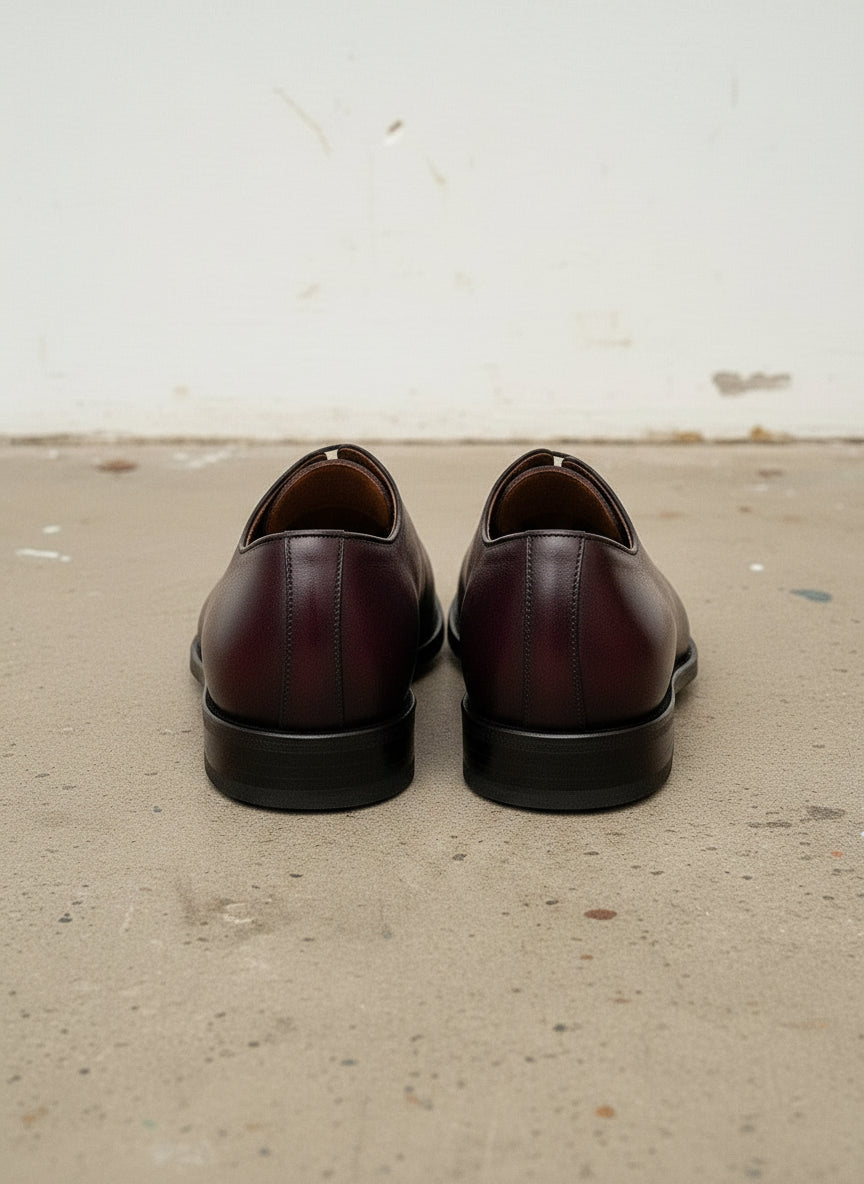 Handcrafted Burgundy Whole Cut Oxford Leather Dress Shoes
