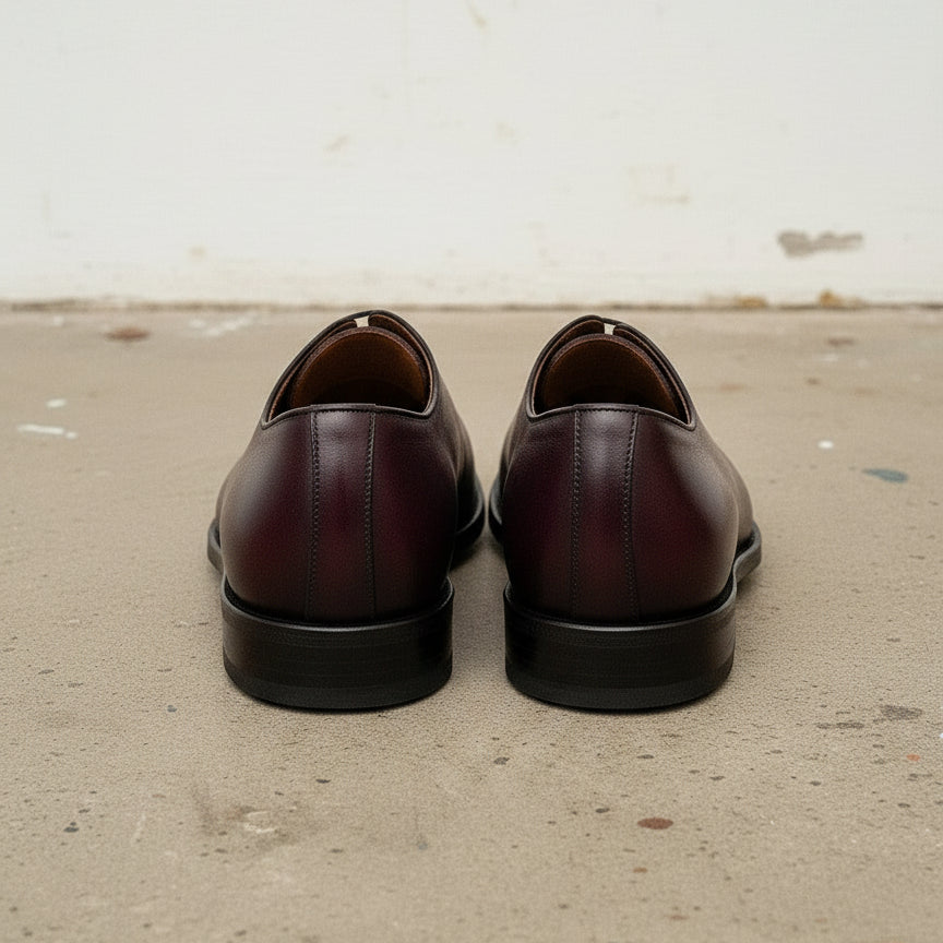 Handcrafted Burgundy Whole Cut Oxford Leather Dress Shoes