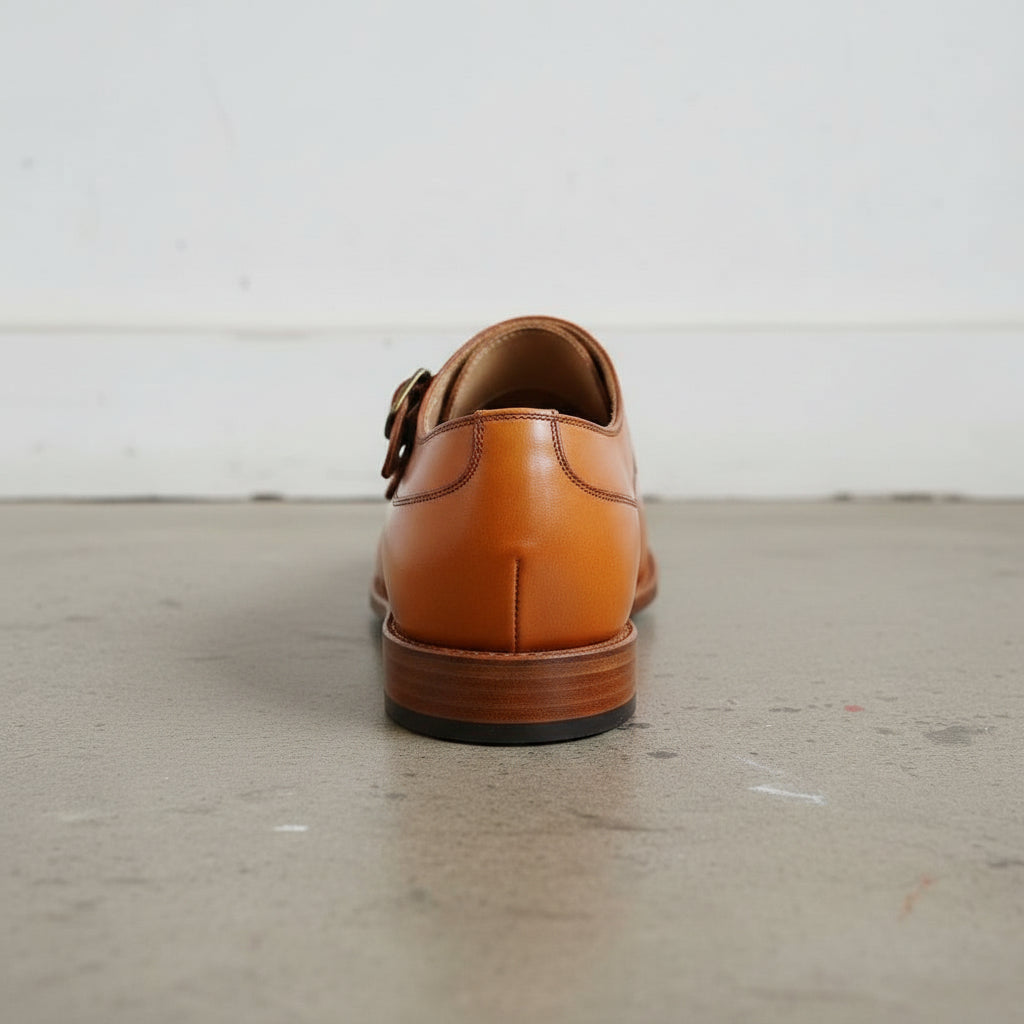 Handmade Men's Tan Double Monk Dress Shoes