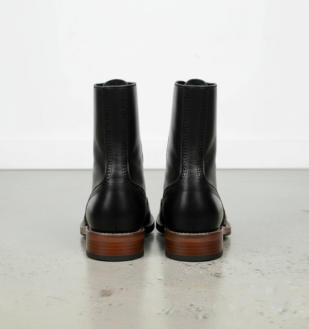 Handcrafted Men's Wingtip Leather Ankle Boots