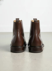 Handcrafted Men's Brown Leather Lace-Up Ankle Boots