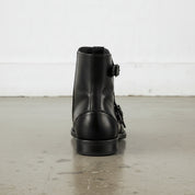 Handmade Men's Triple Monk Leather Ankle Boots