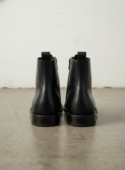Handcrafted Men's Black Leather Ankle Boots with Zipper Detail