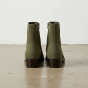 Men's Green Suede Ankle Boots with Zipper Closure