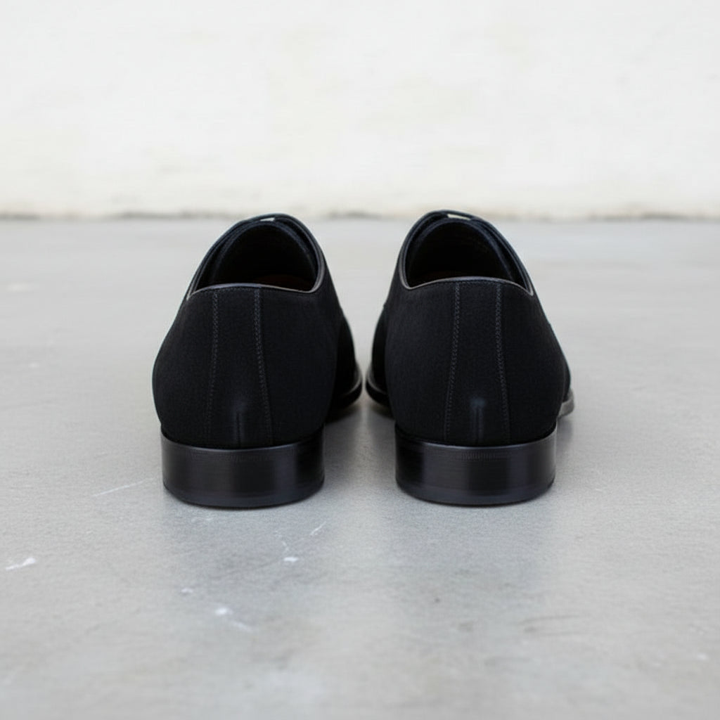Handcrafted Men's Black Suede Oxford Shoes