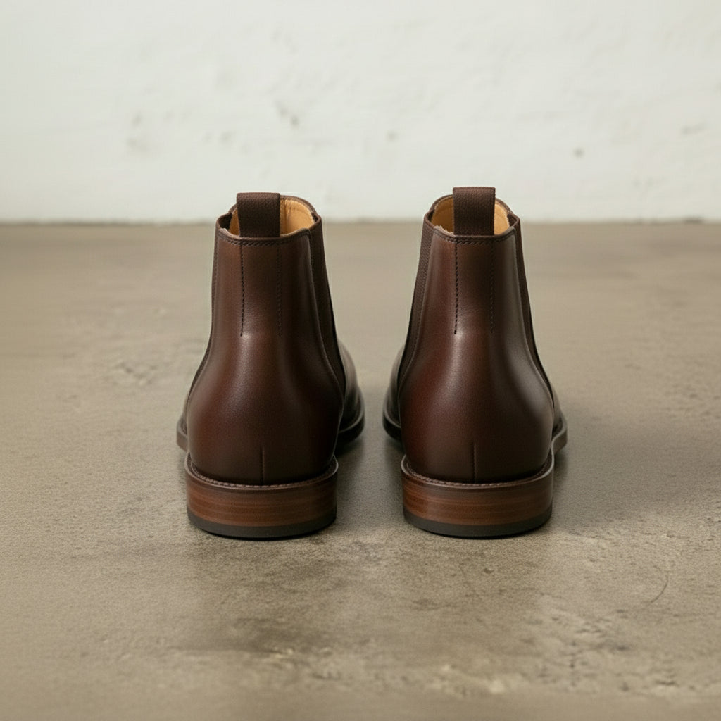 Handmade Men's Brown Leather Chelsea Ankle Boots