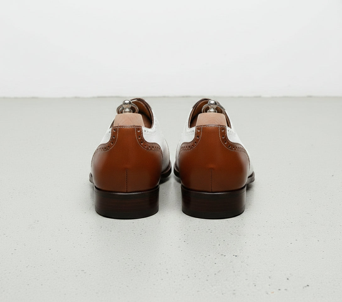 Handmade Mens Two Tone Formal Shoes, Men's Brown and White Spectator Shoes