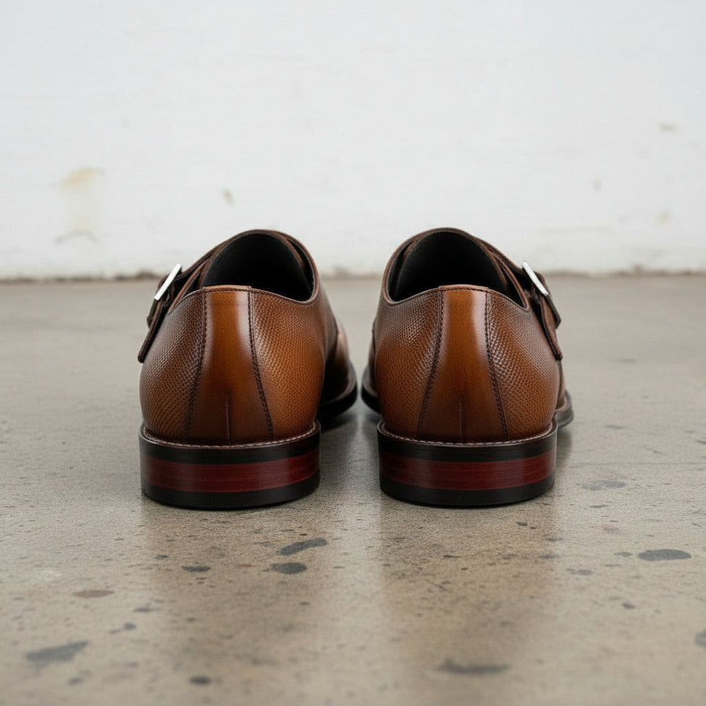 Handmade Men's Leather Monk Strap Shoes