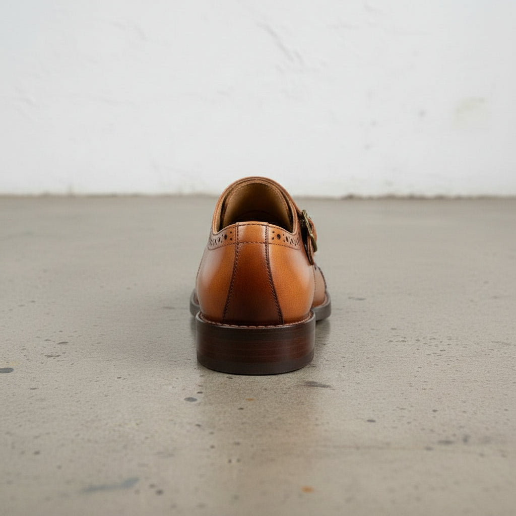 Handmade Men's Leather Double Monk Strap Shoes