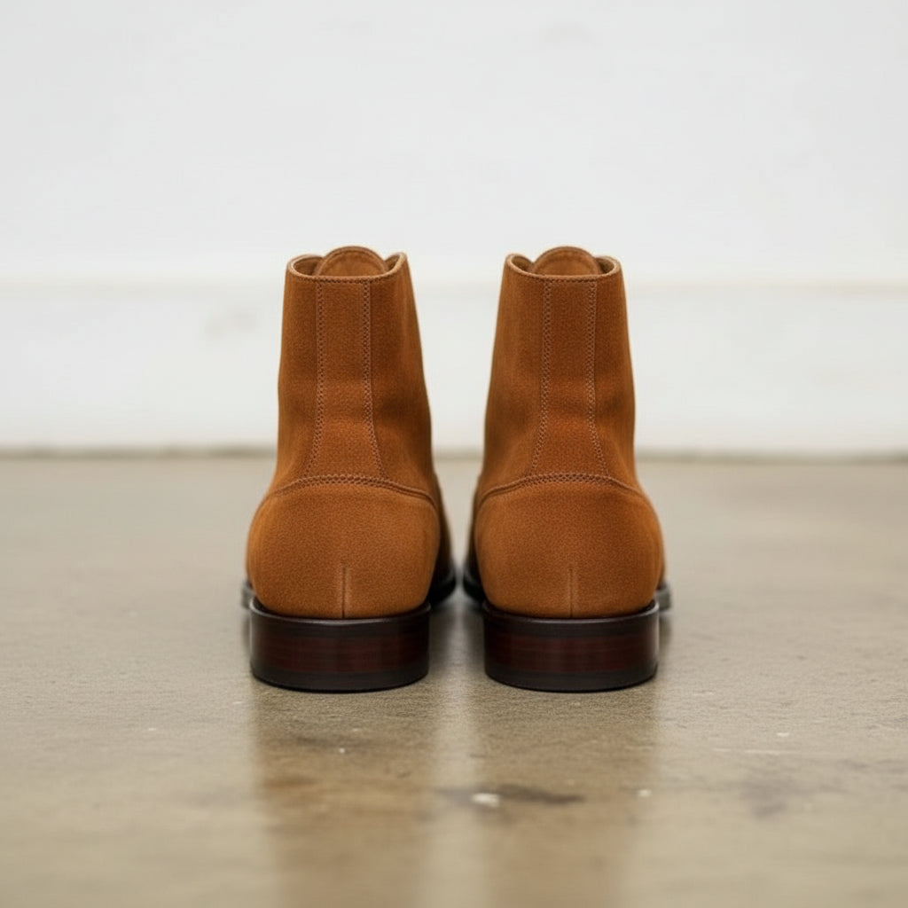 Handcrafted Men's Tan Suede Lace-Up Ankle Boots