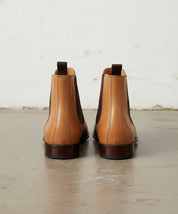 Handmade Men's Tan Leather Chelsea Ankle Boots