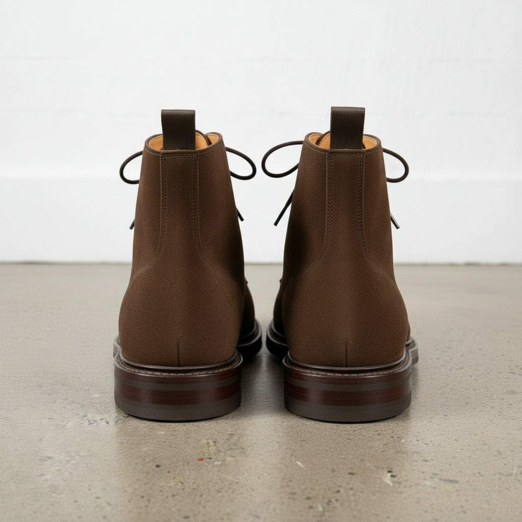 Handcrafted Men's Brown Suede Lace-Up Ankle Boots