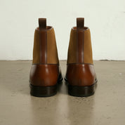 Men's Handmade Brown Leather Ankle Boots with Button Detail