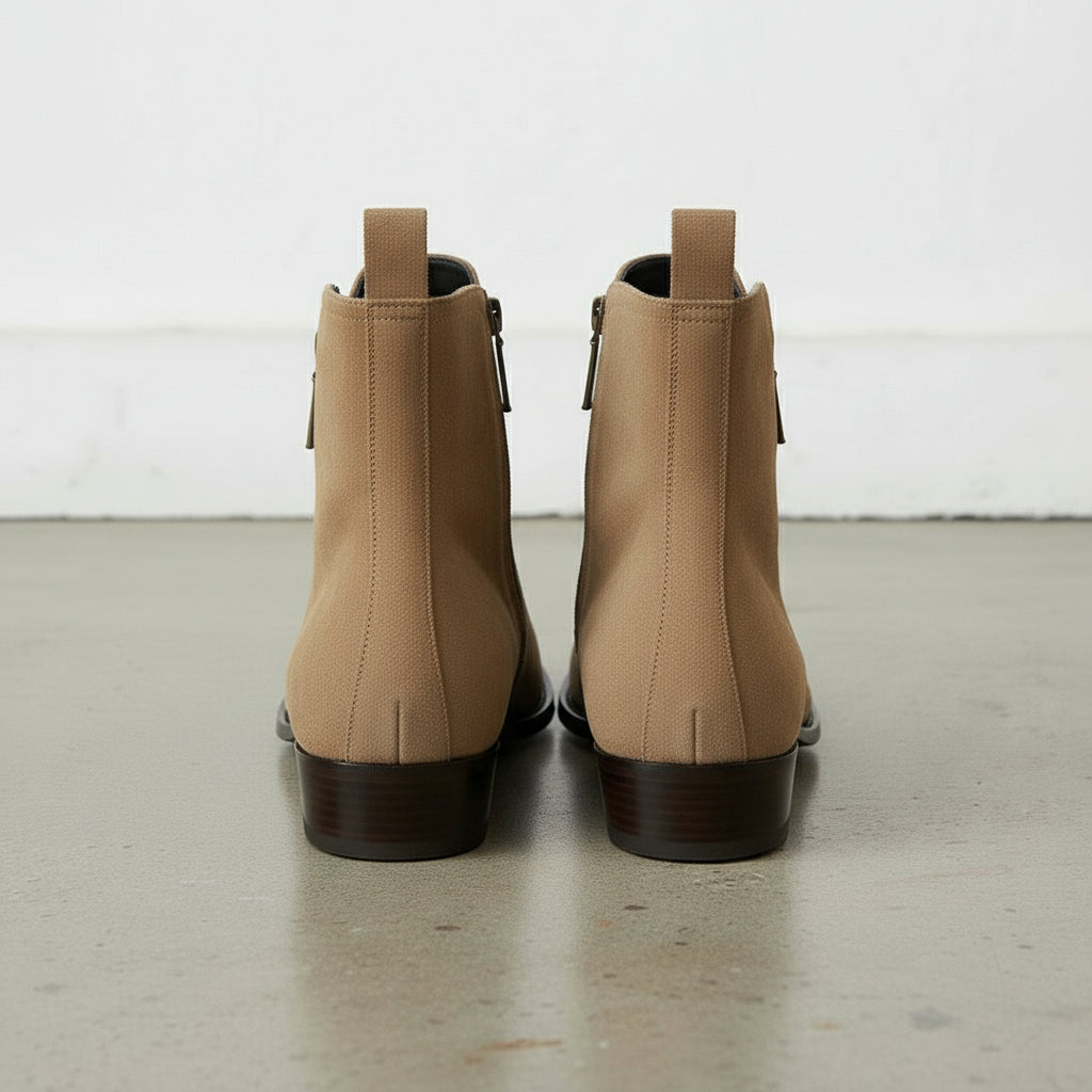 Handmade Men's Full Grain Suede Zipper High Ankle Boots