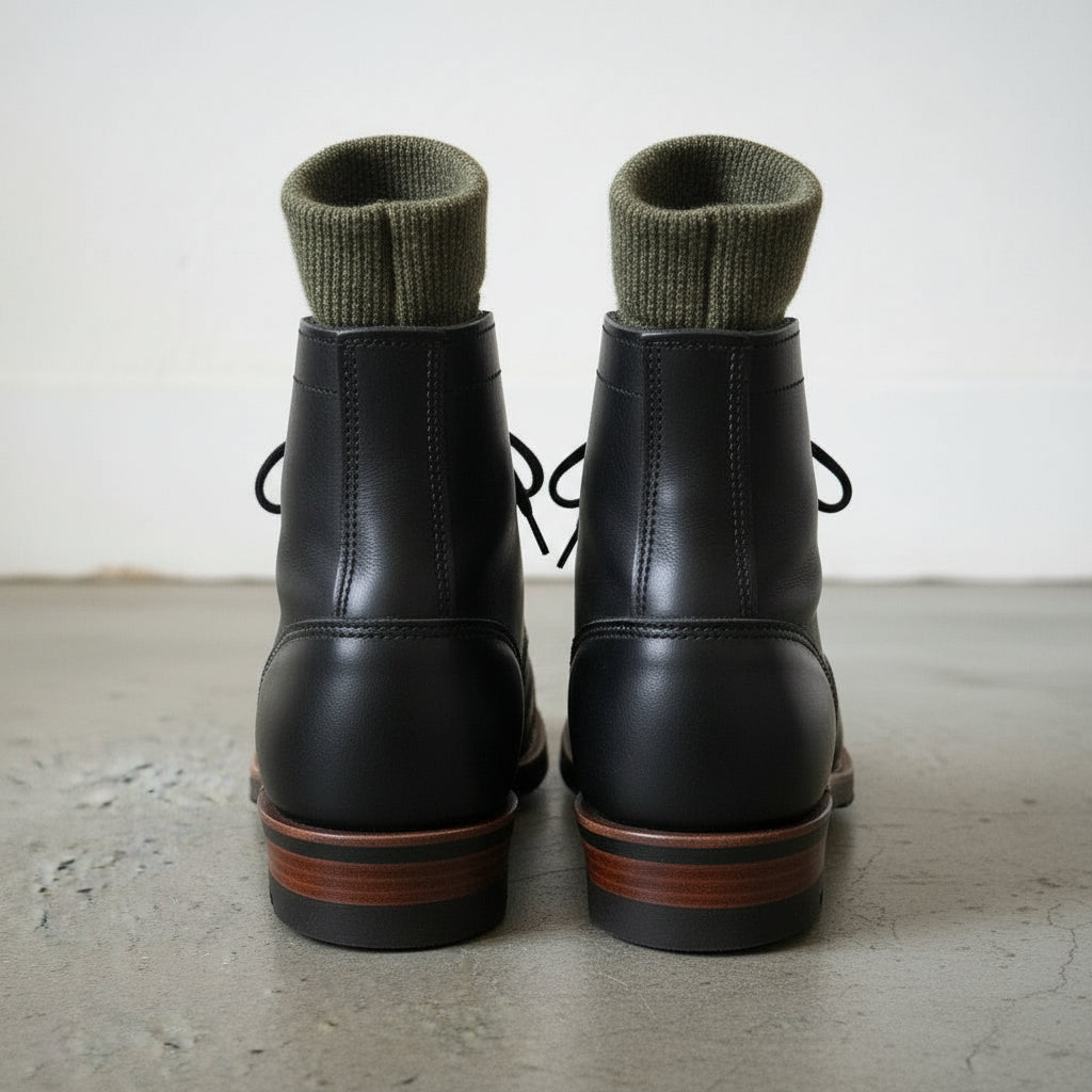 Men's Black Leather High Ankle Boots