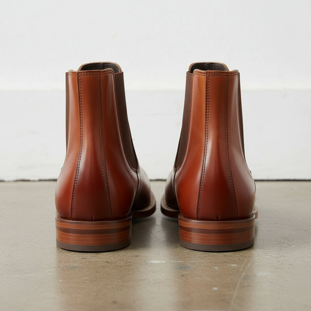 Handmade Men Tan Color Calf Leather Chelsea Dress Boot, Men Ankle Boot