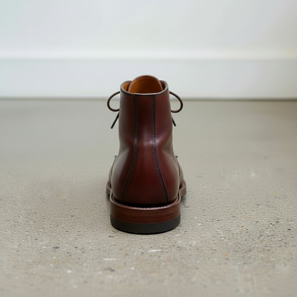 Handcrafted Men's Maroon Lace-Up Ankle Dress Boots