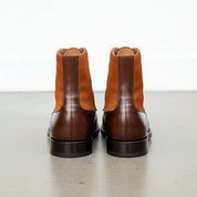 Handcrafted Brown Leather and Tan Suede Lace-up Ankle Boots for Men