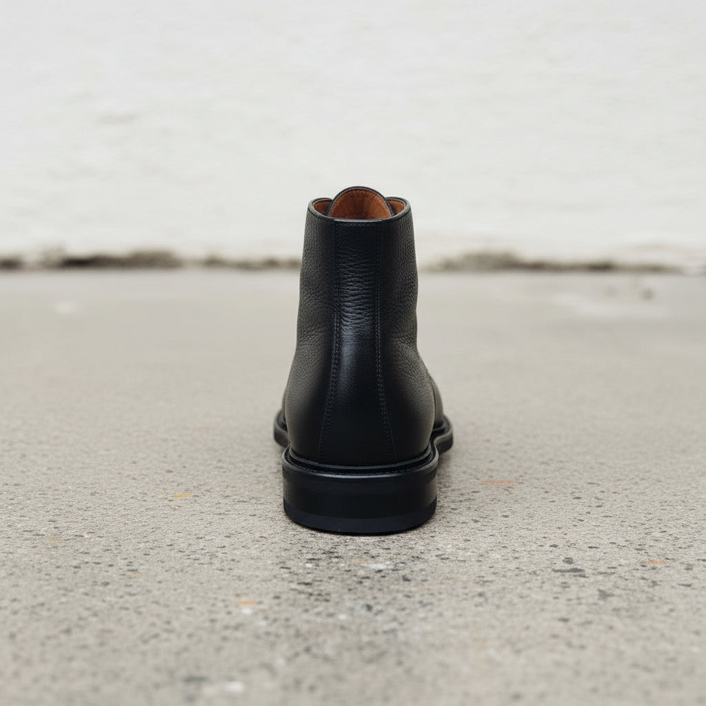 Handmade Men's Black Leather Ankle Dress Boots