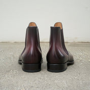 Handmade Men's Dark Burgundy Leather Chelsea Ankle Boots