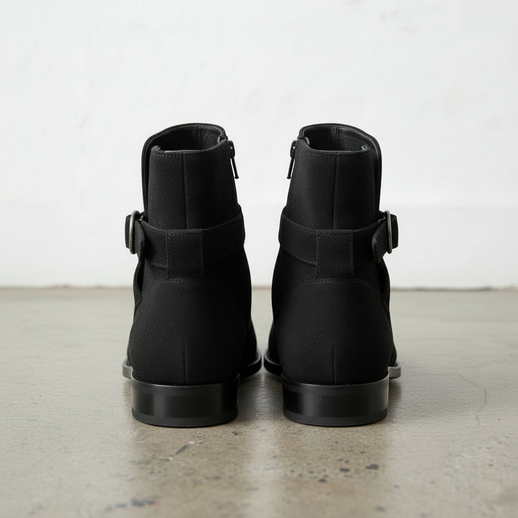 New Jodhpurs Ankle Boot, Men's Black Ankle High Suede Leather Boot
