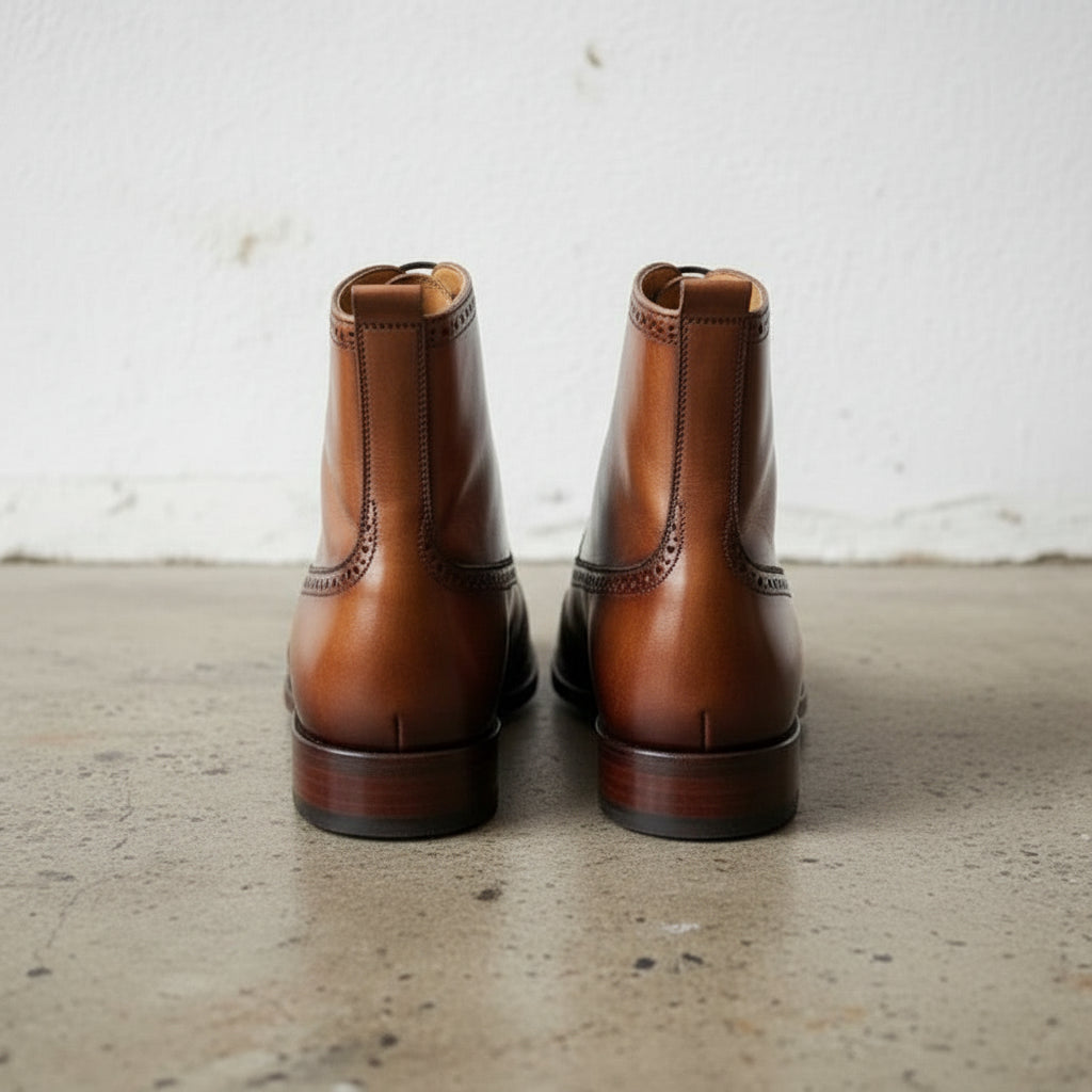 Men's Brown Handmade Lace-up Leather Ankle Boots