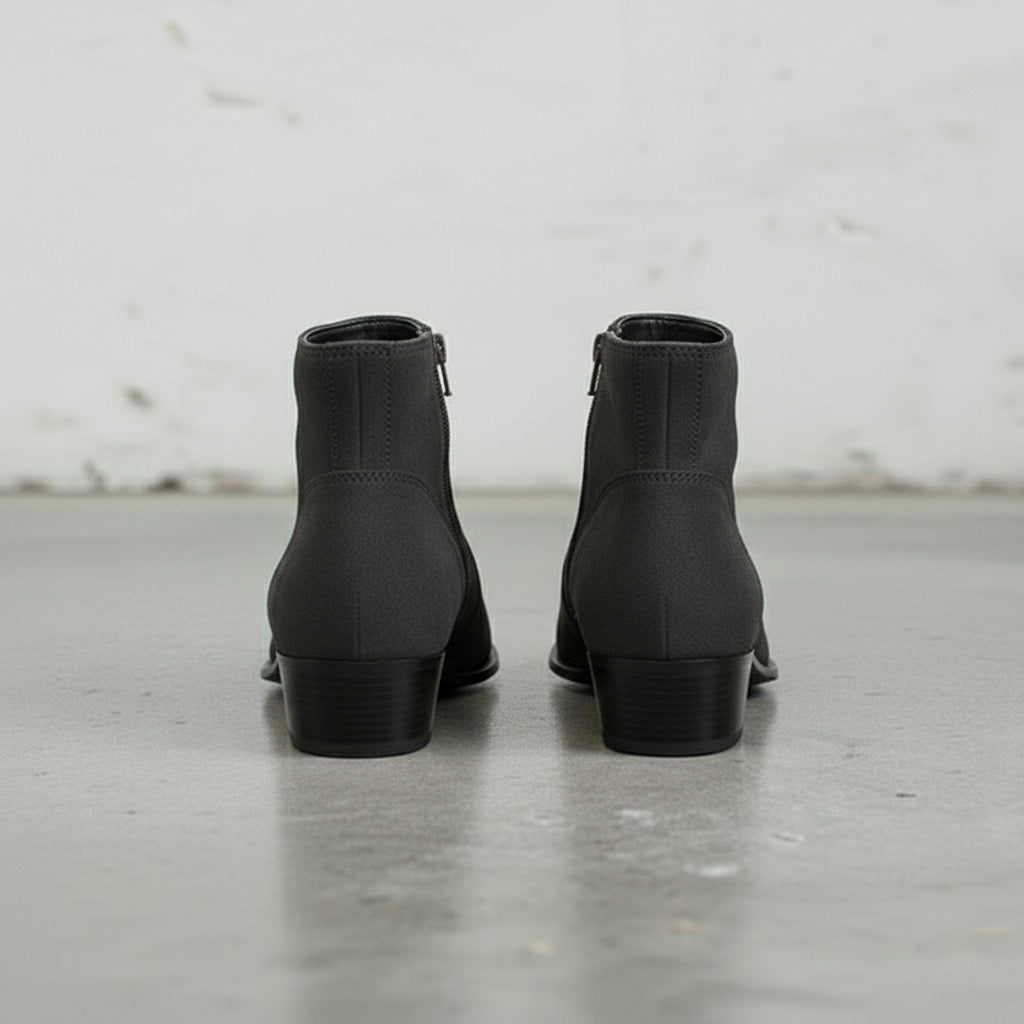 Men's Dark Gray Suede Zipper Ankle Boots