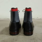 Handcrafted Men's Three-Tone Leather and Suede Ankle Boots