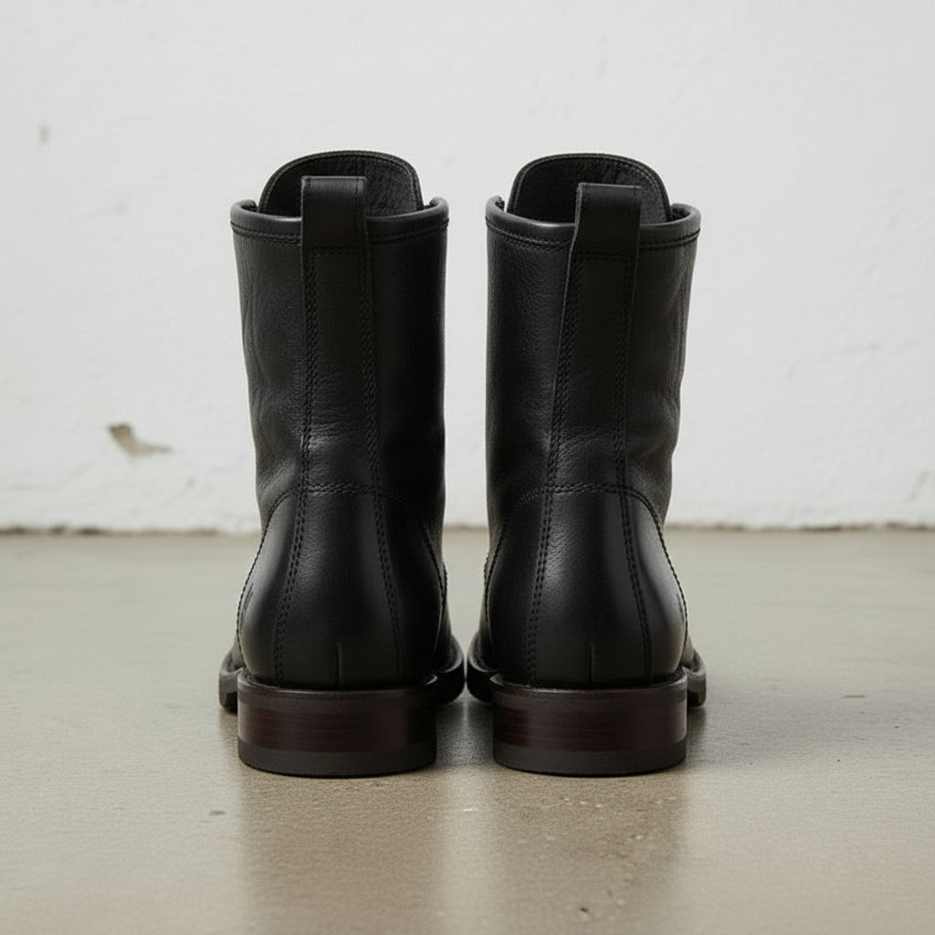 Handcrafted Men's Black Combat Boots