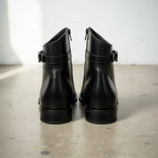 Handmade Men's Black Leather Ankle Boots with Side Zip