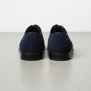 Handcrafted Men's Two-tone Wingtip Dress Shoes in Black and Blue Suede