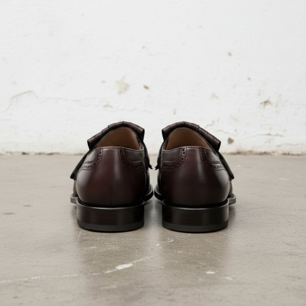 Handmade Men's Dark brown Fringe Shoes, Men leather Loafer shoes