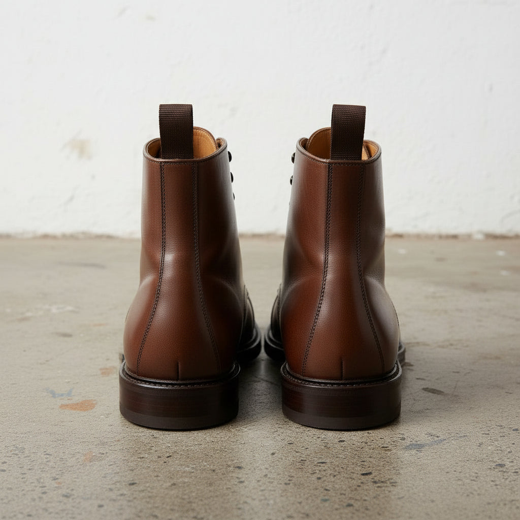 Handmade Men Cap Toe Brown Ankle Leather Boot, Brown Leather Dress Boot