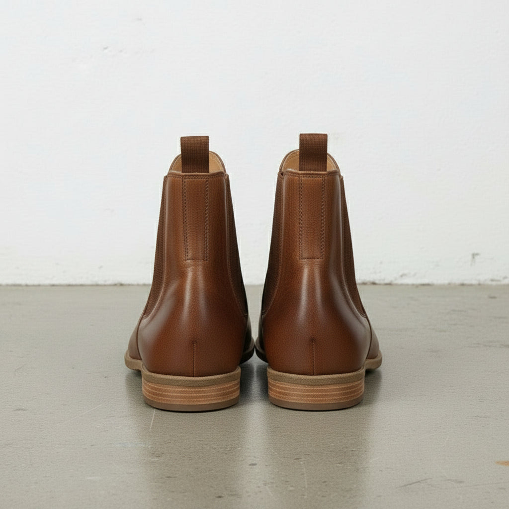 Women's Cognac Brown Leather Chelsea Boots